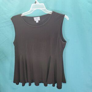 CeCe Womens Sleeveless Black Tunic Top L